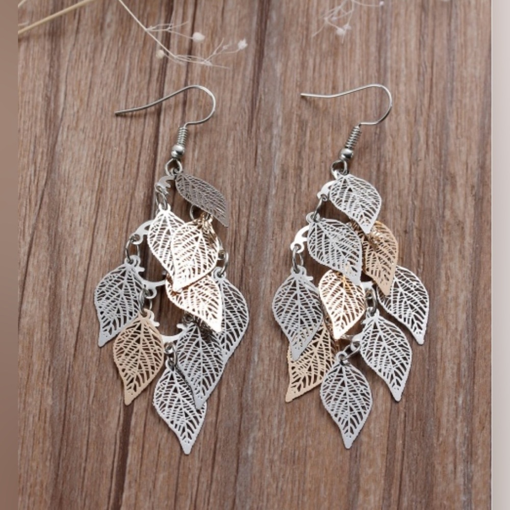 Elegant Silver and Gold Leaf Earrings